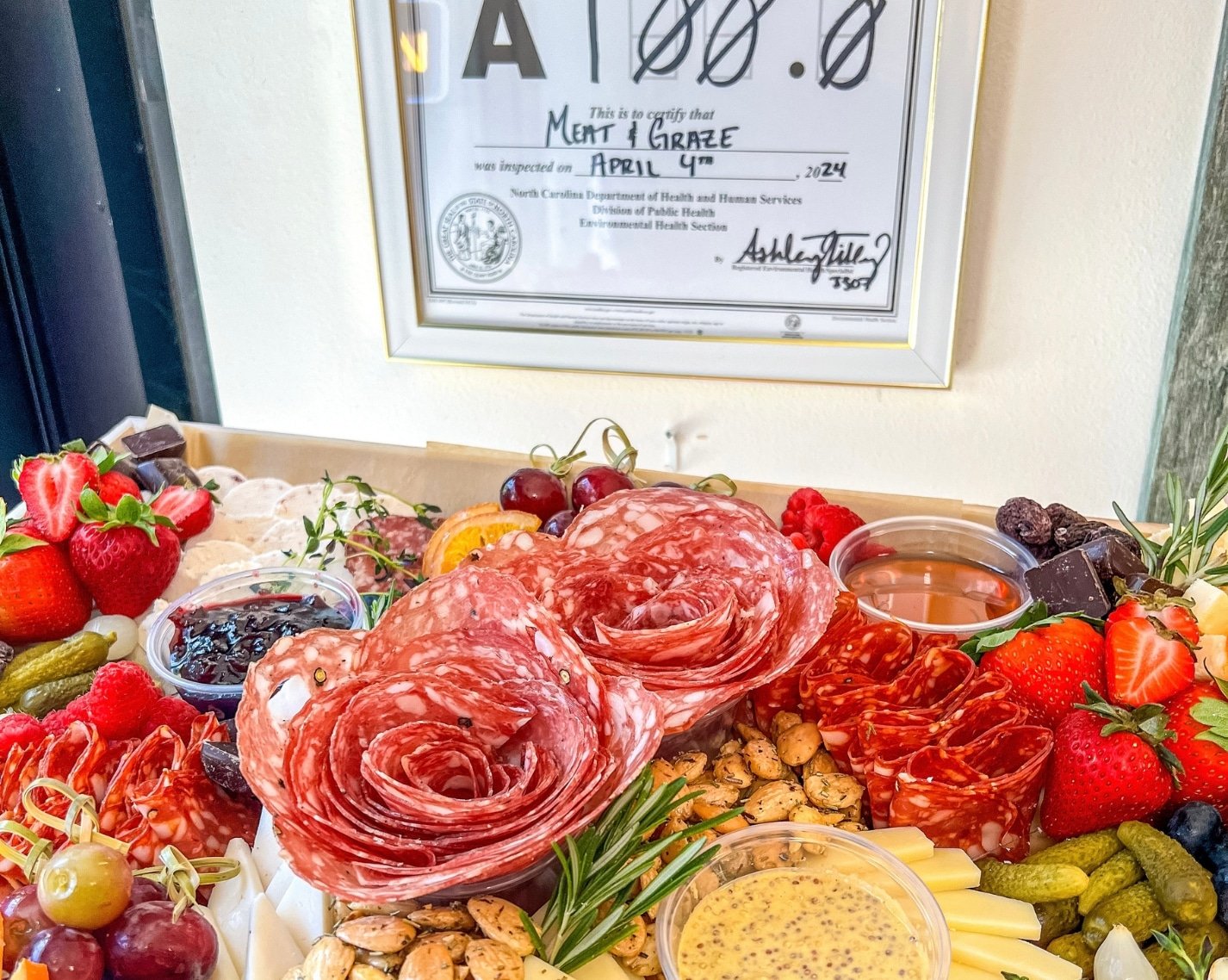 100 A+ sanitation rating at Meat & Graze in Durham